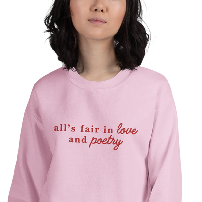 All's Fair in Love and Poetry Embroidered Crewneck Sweatshirt