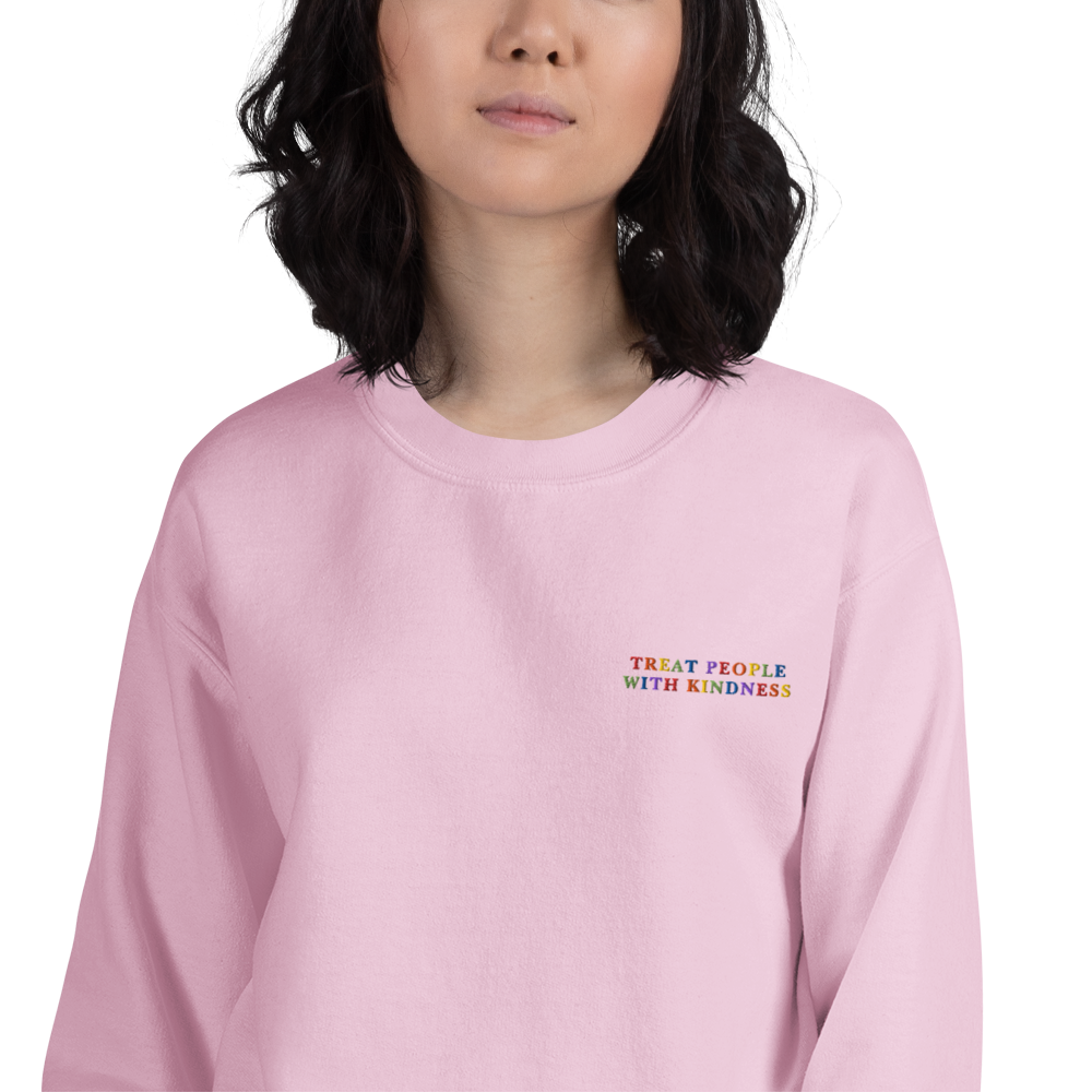 Treat People With Kindness Rainbow Embroidered Sweatshirt