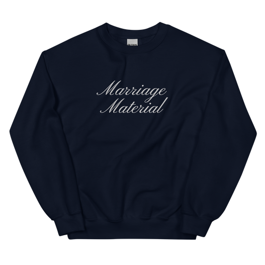 Marriage Material Cursive Embroidered Crewneck Sweatshirt