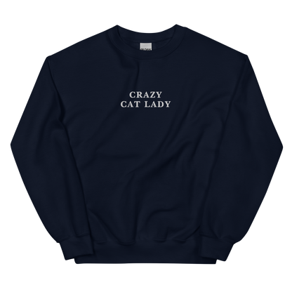 Crazy Cat Lady Embroidered Crewneck Sweatshirt