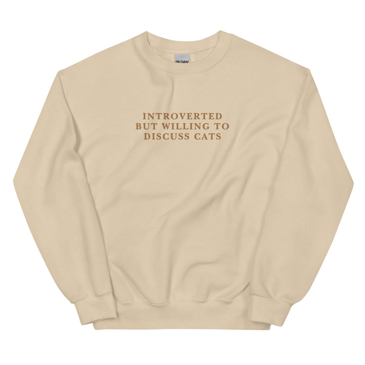 Introverted But Willing To Discuss Cats Embroidered Crewneck Sweatshirt