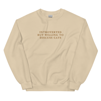 Introverted But Willing To Discuss Cats Embroidered Crewneck Sweatshirt