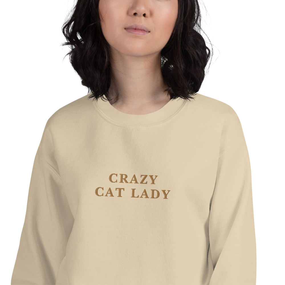 Crazy Cat Lady Embroidered Crewneck Sweatshirt