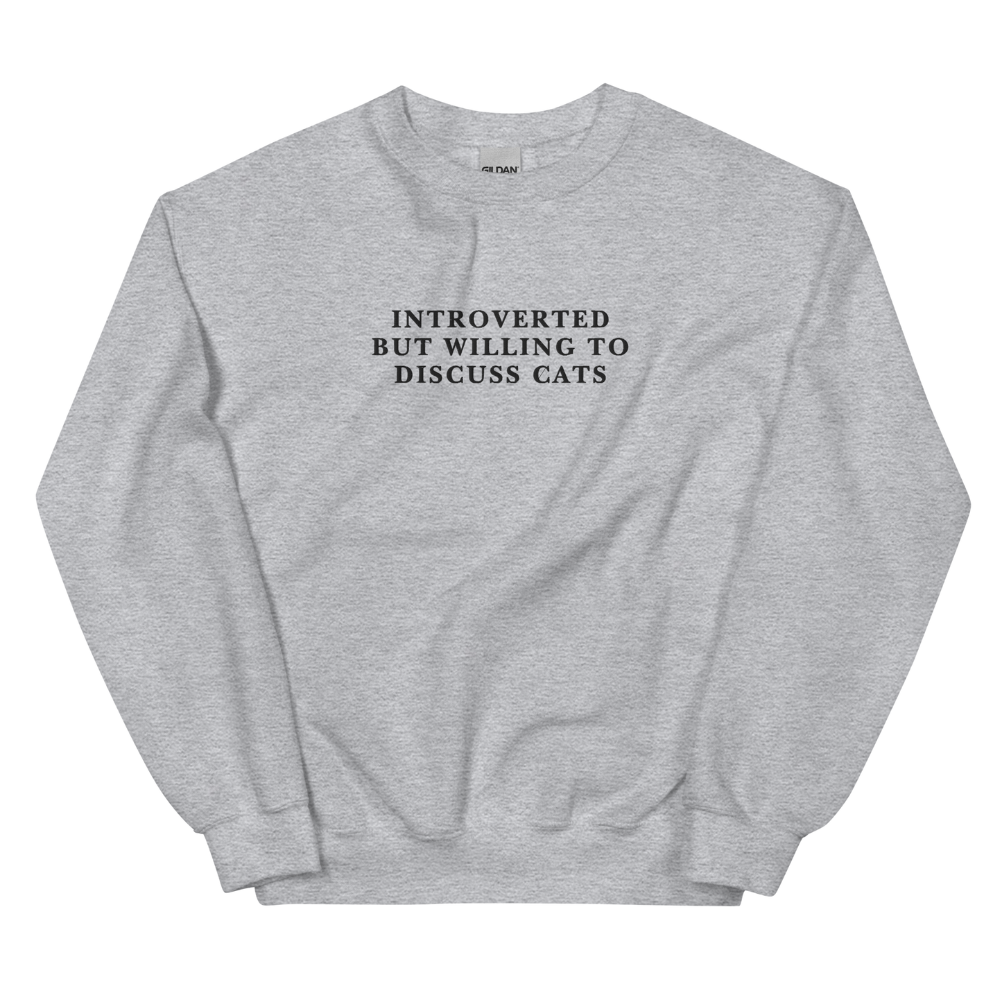 Introverted But Willing To Discuss Cats Embroidered Crewneck Sweatshirt