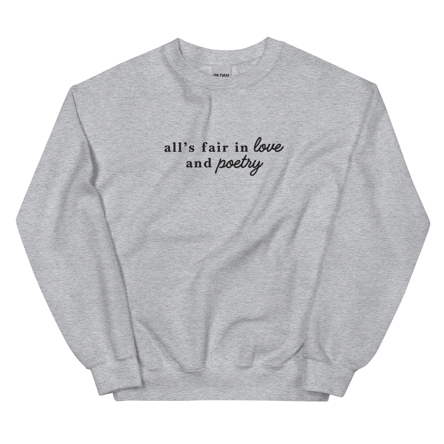 All's Fair in Love and Poetry Embroidered Crewneck Sweatshirt