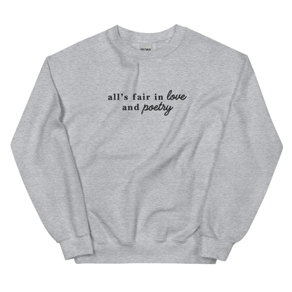 All's Fair in Love and Poetry Embroidered Crewneck Sweatshirt