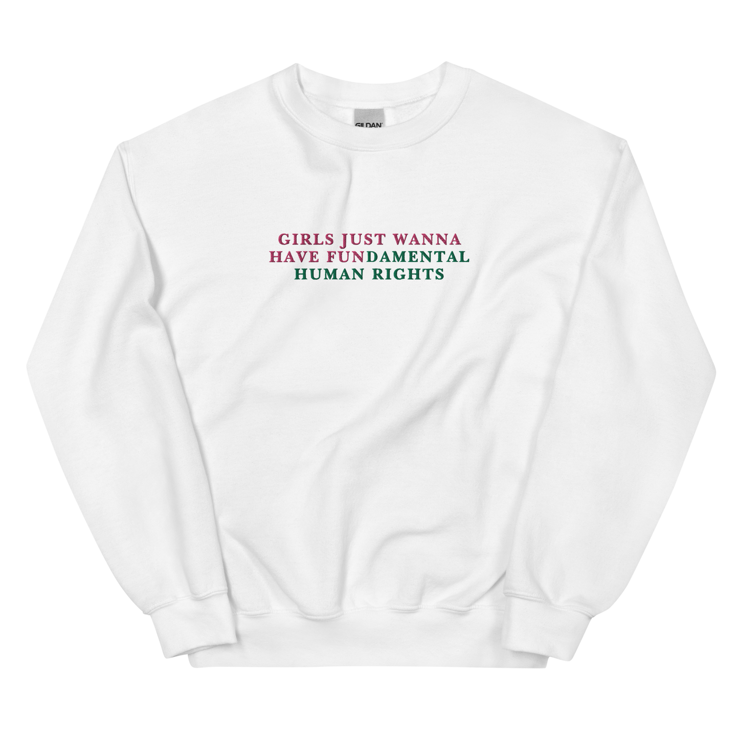 Girls Just Wanna Have Fundamental Human Rights Feminist Embroidered Sweatshirt