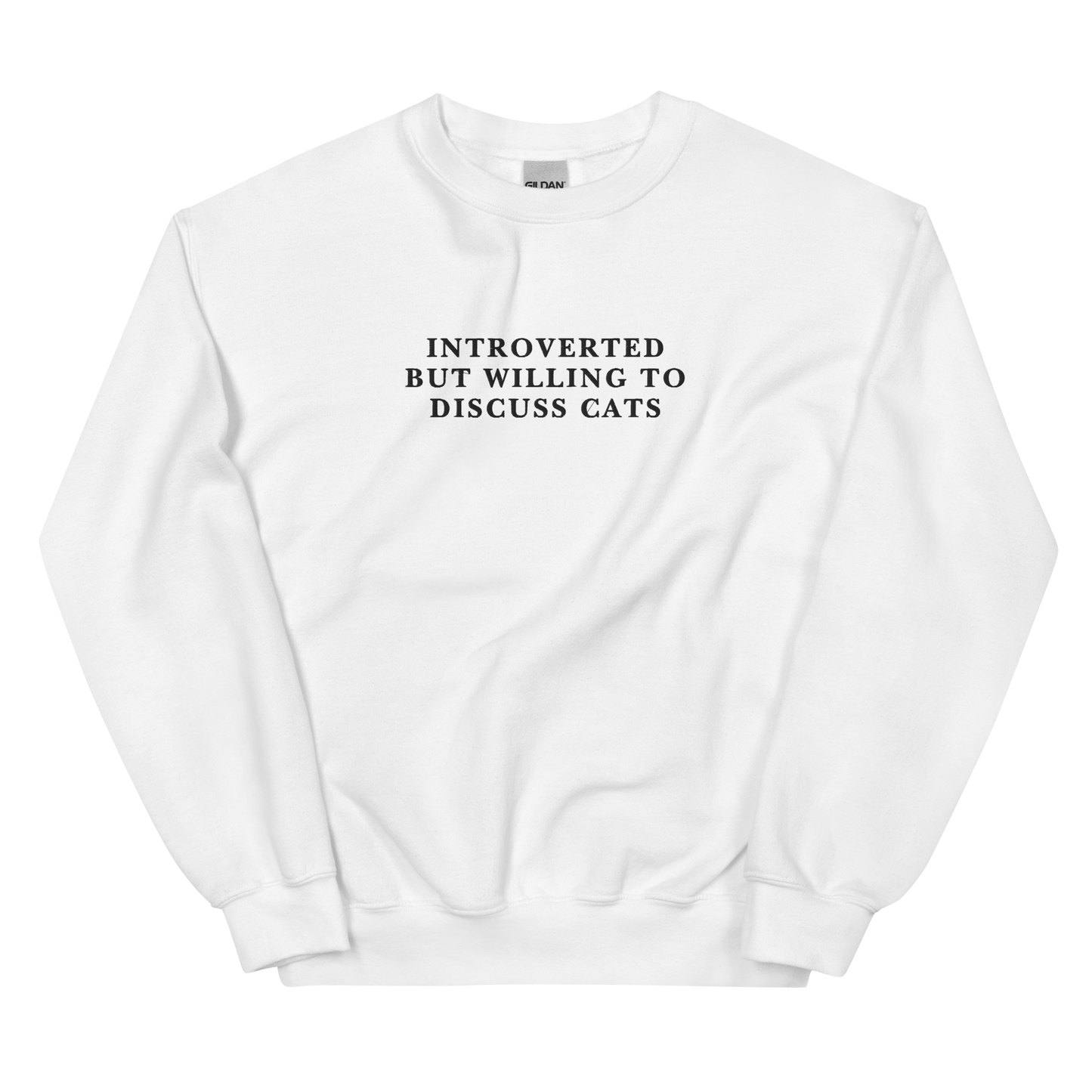 Introverted But Willing To Discuss Cats Embroidered Crewneck Sweatshirt