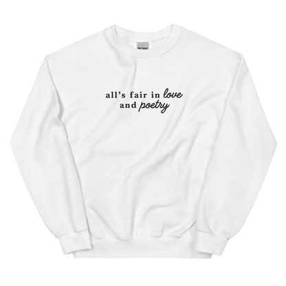 All's Fair in Love and Poetry Embroidered Crewneck Sweatshirt