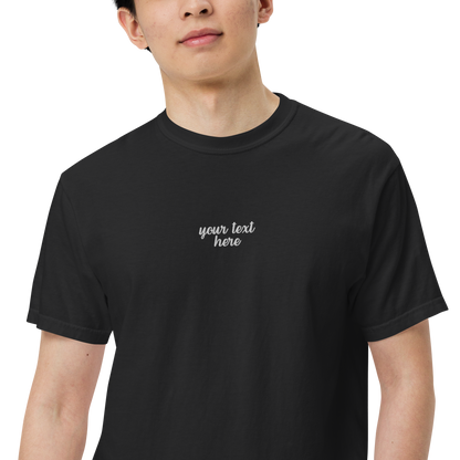 CUSTOM Your Text Cursive Embroidered Premium T-Shirt