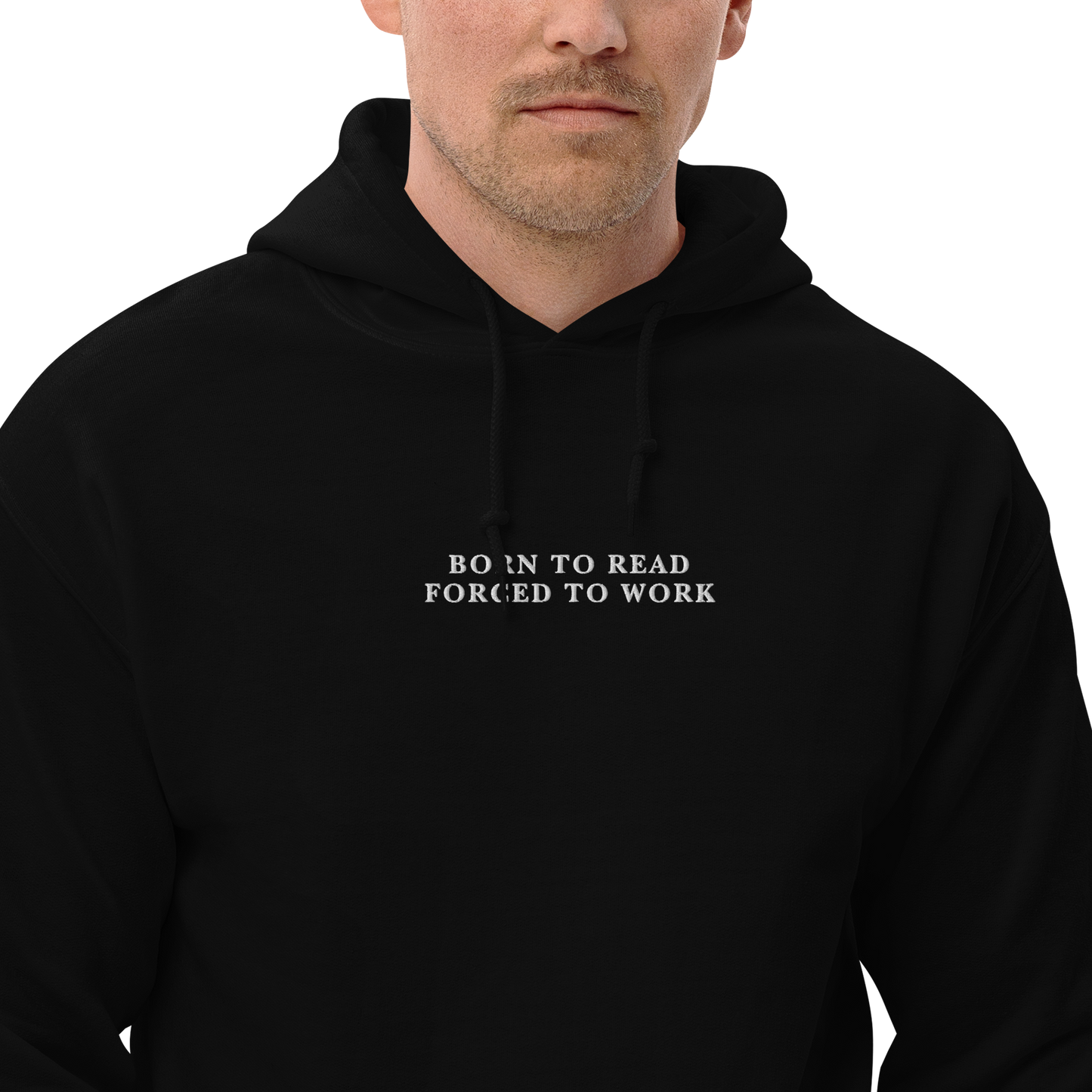 Born To Read Forced to Work Embroidered Hoodie