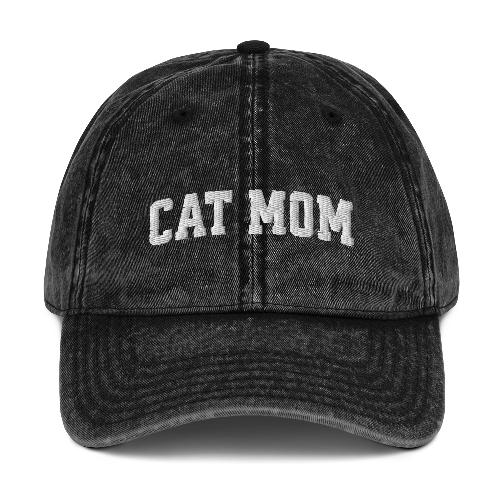 Cat Mom Embroidered Vintage Cap