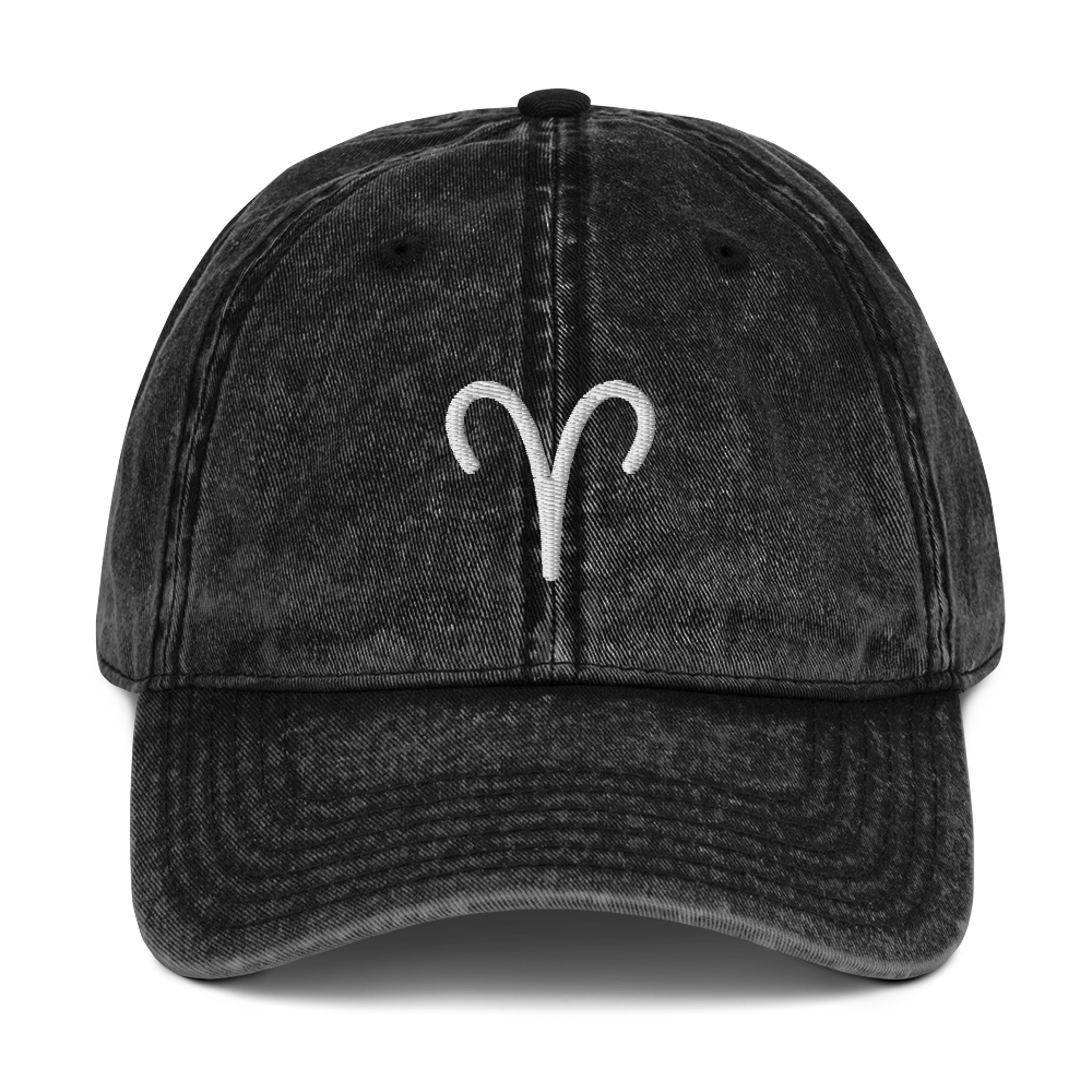 Aries Zodiac Symbol Embroidered Vintage Cap