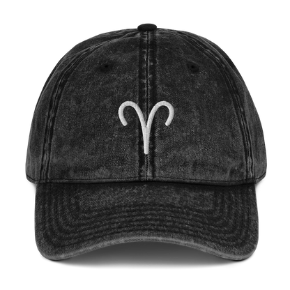 Aries Zodiac Symbol Embroidered Vintage Cap