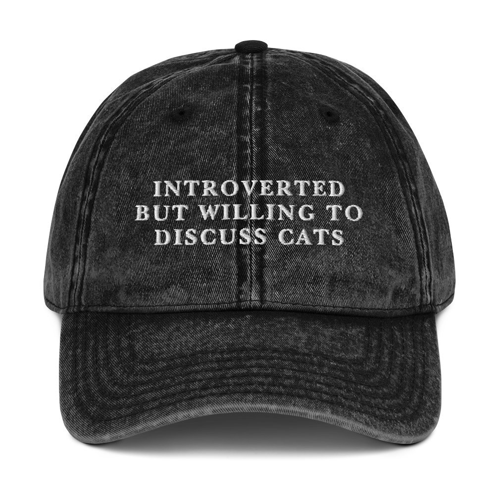 Introverted But Willing To Discuss Cats Embroidered Vintage Cap