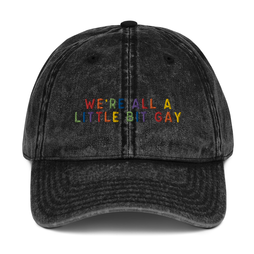 We're All A Little Bit Gay Pride Embroidered Vintage Cap