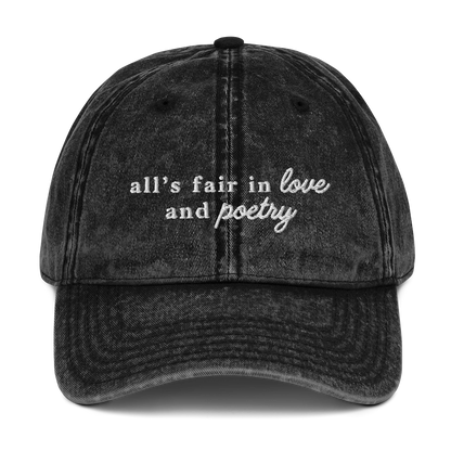 All's Fair In Love And Poetry Embroidered Vintage Cap