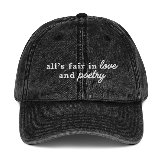 All's Fair In Love And Poetry Embroidered Vintage Cap