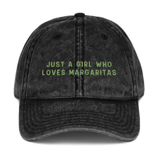 Just A Girl Who Loves Margaritas Embroidered Vintage Cap