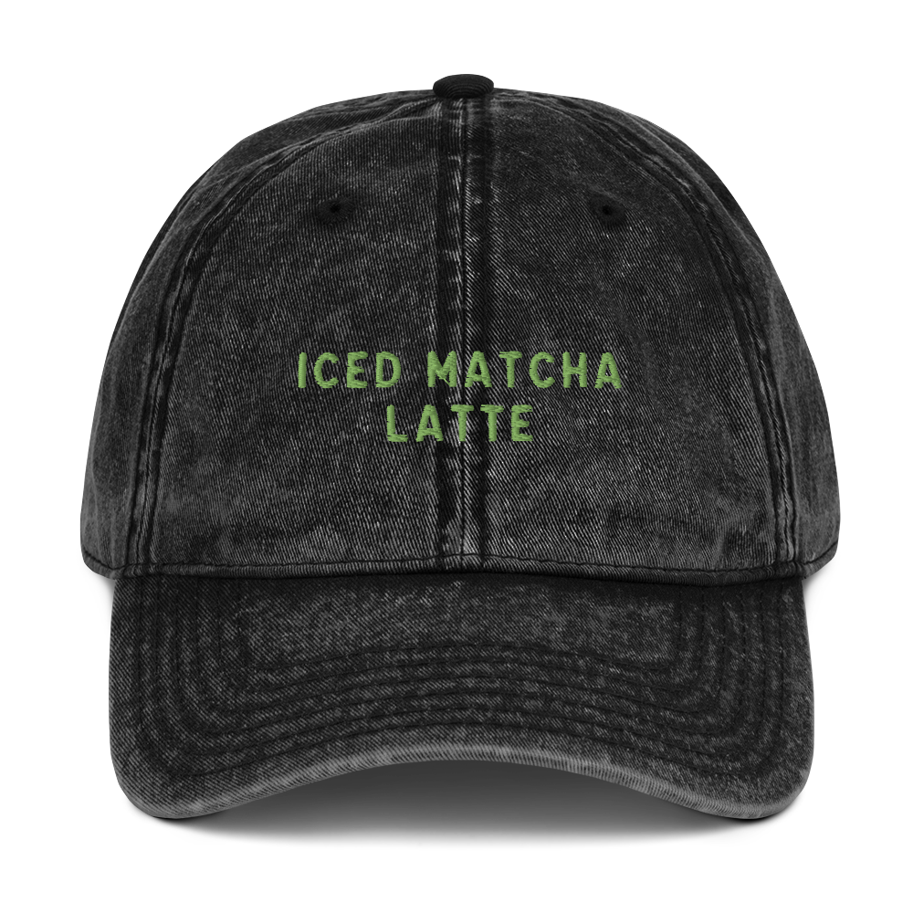 Iced Matcha Latte Embroidered Vintage Cap