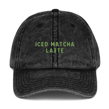 Iced Matcha Latte Embroidered Vintage Cap