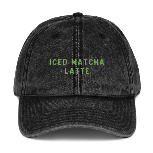 Iced Matcha Latte Embroidered Vintage Cap