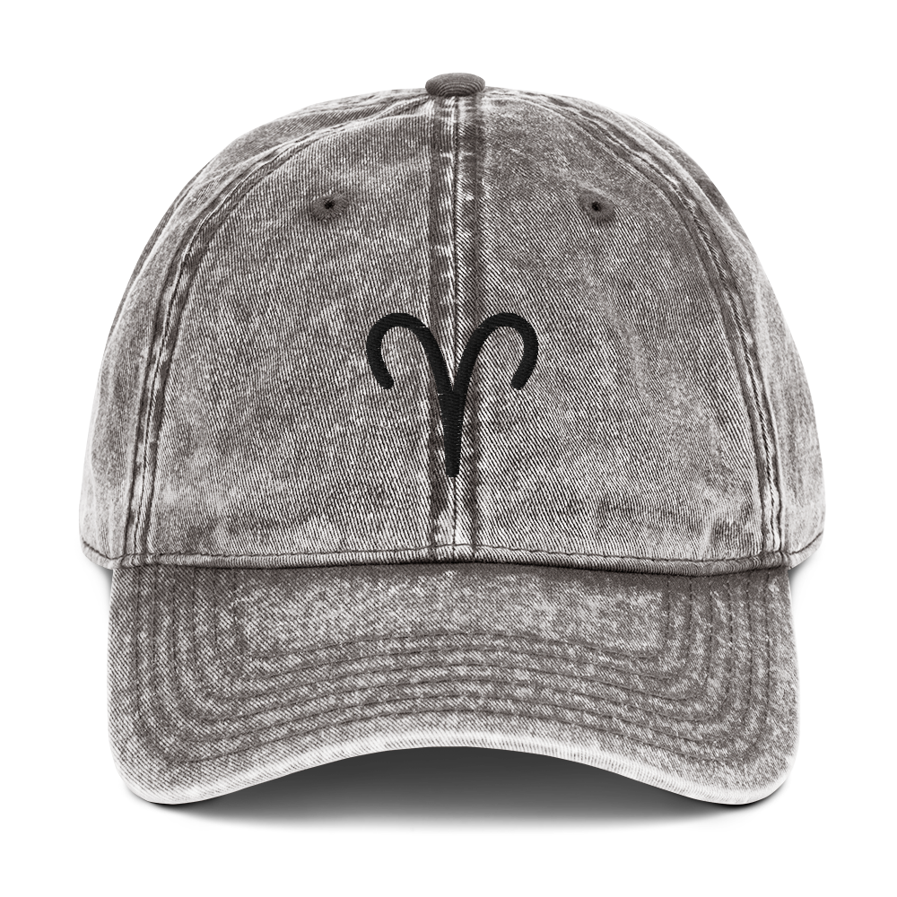 Aries Zodiac Symbol Embroidered Vintage Cap