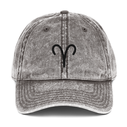 Aries Zodiac Symbol Embroidered Vintage Cap