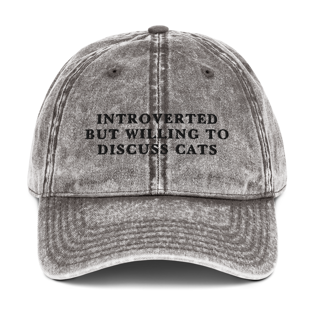 Introverted But Willing To Discuss Cats Embroidered Vintage Cap