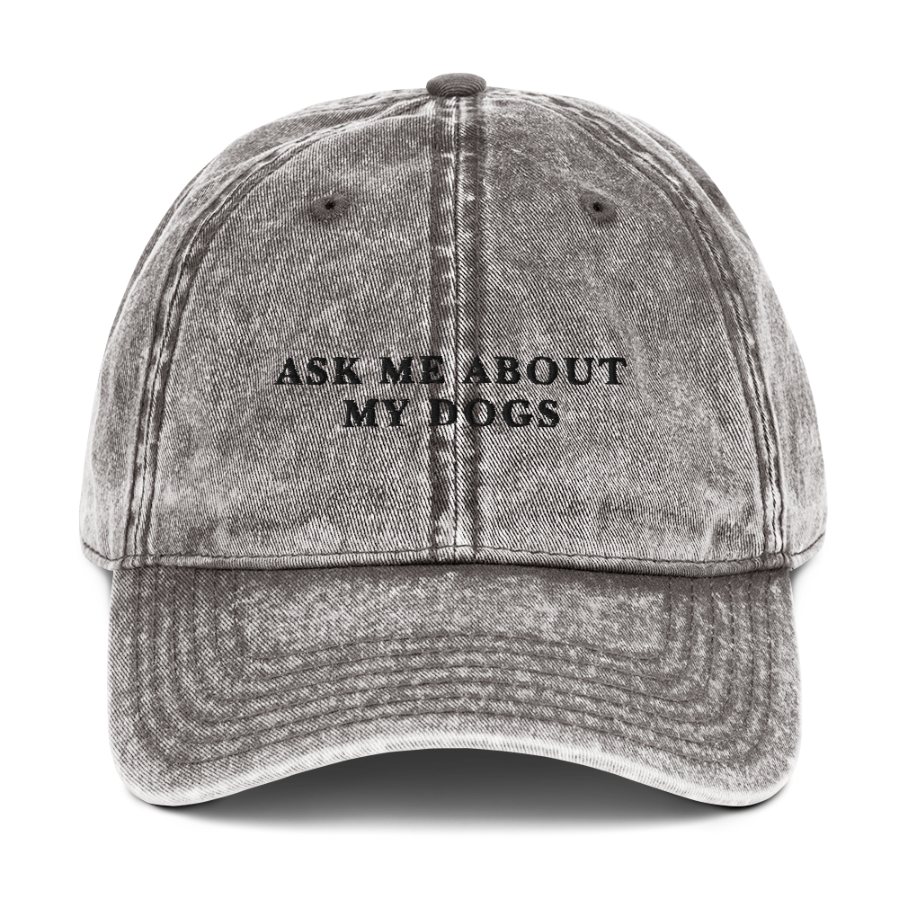 Ask Me About My Dogs Embroidered Vintage Cap