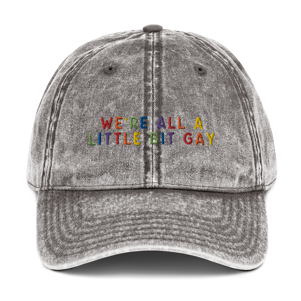 We're All A Little Bit Gay Pride Embroidered Vintage Cap