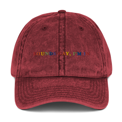 Sounds Gay I'm In Pride Embroidered Vintage Cap