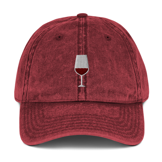 Red Wine Embroidered Vintage Cap