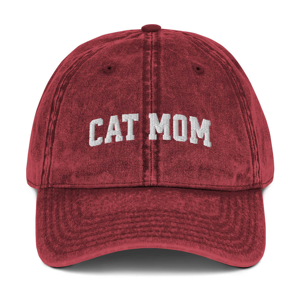 Cat Mom Embroidered Vintage Cap