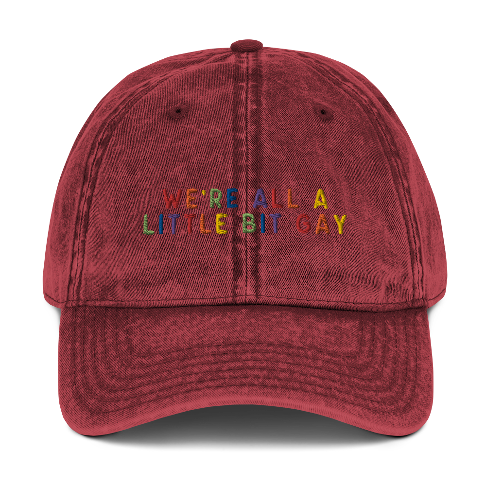 We're All A Little Bit Gay Pride Embroidered Vintage Cap