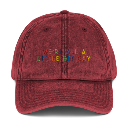 We're All A Little Bit Gay Pride Embroidered Vintage Cap