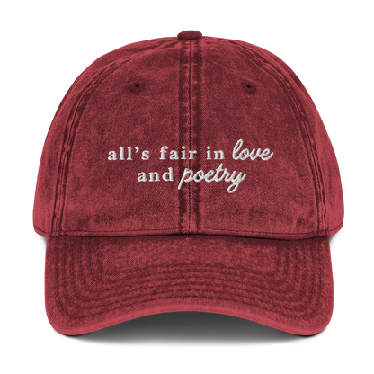 All's Fair In Love And Poetry Embroidered Vintage Cap