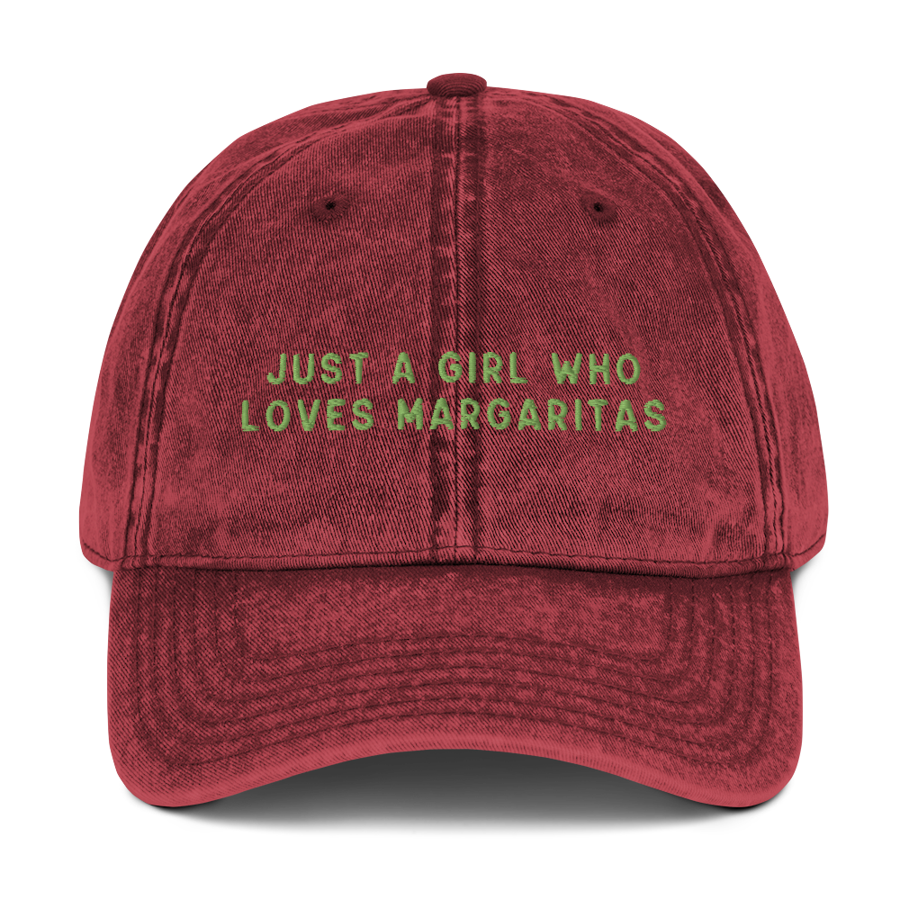 Just A Girl Who Loves Margaritas Embroidered Vintage Cap