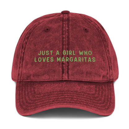 Just A Girl Who Loves Margaritas Embroidered Vintage Cap