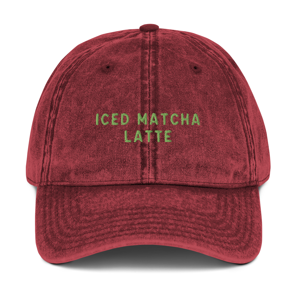 Iced Matcha Latte Embroidered Vintage Cap