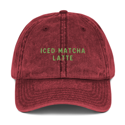 Iced Matcha Latte Embroidered Vintage Cap