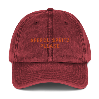 Aperol Spritz Please Embroidered Vintage Cap