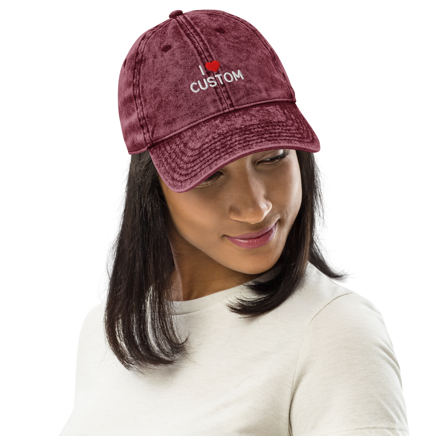 I Love (CUSTOM) Embroidered Vintage Cap