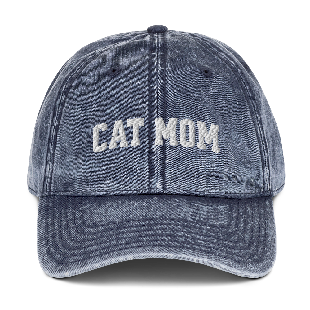 Cat Mom Embroidered Vintage Cap