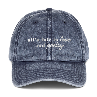 All's Fair In Love And Poetry Embroidered Vintage Cap