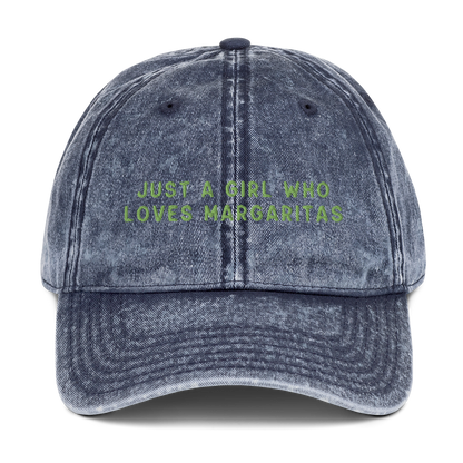 Just A Girl Who Loves Margaritas Embroidered Vintage Cap