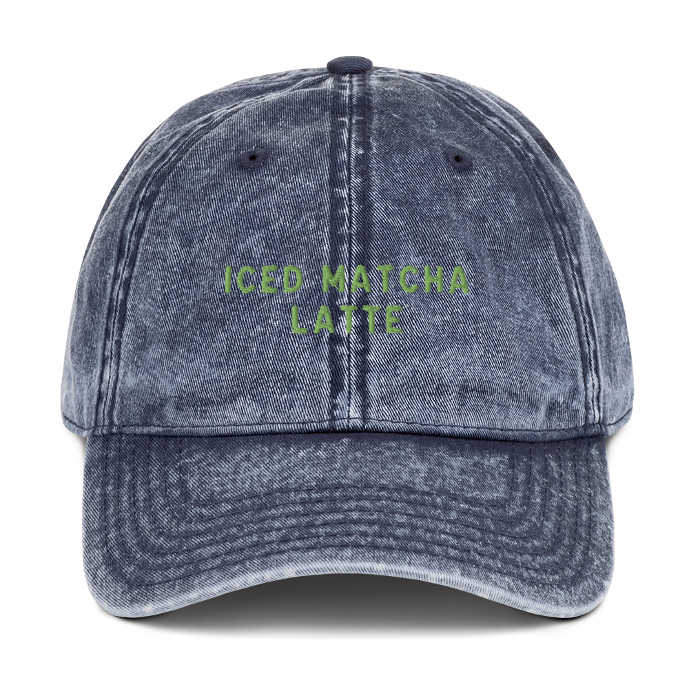 Iced Matcha Latte Embroidered Vintage Cap