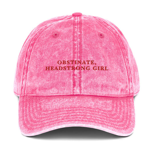 Obstinate Headstrong Girl Jane Austen Embroidered Vintage Cap