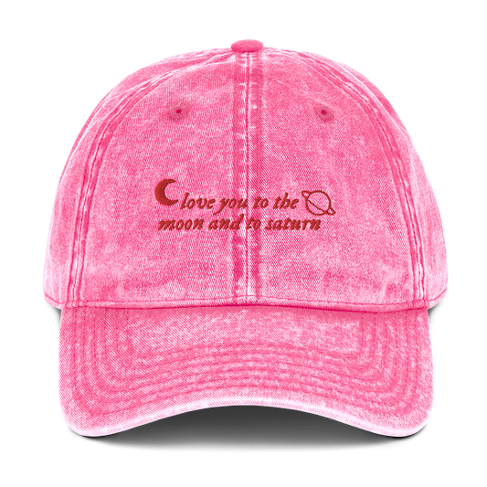 Love You to the Moon and to Saturn Embroidered Vintage Cap