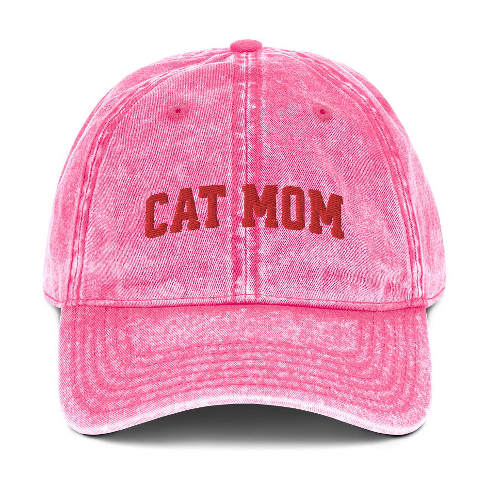 Cat Mom Embroidered Vintage Cap